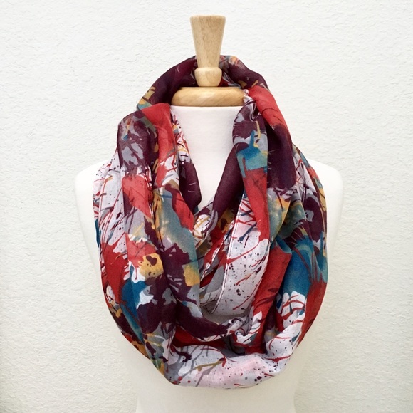 Accessories - Bold Artistic Splatter Print Infinity Scarf, NWT